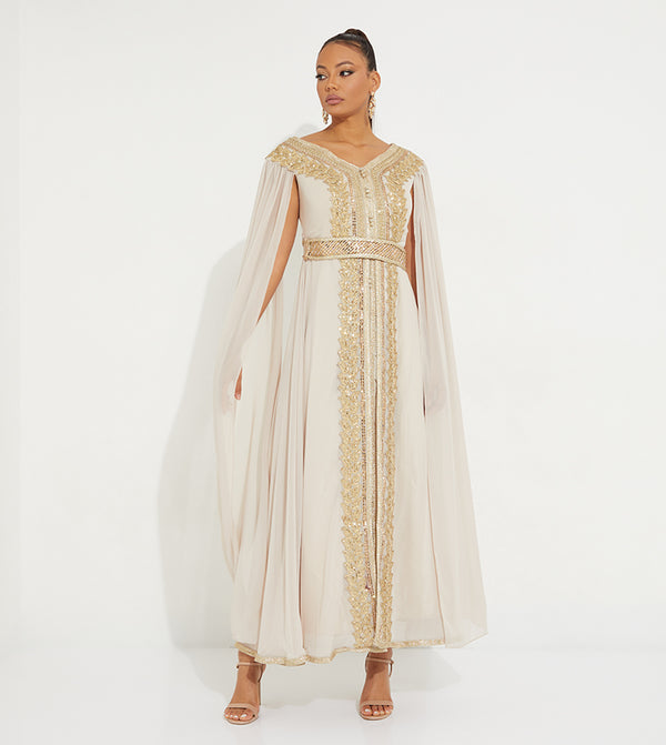 Off shoulder long sleeves kaftan