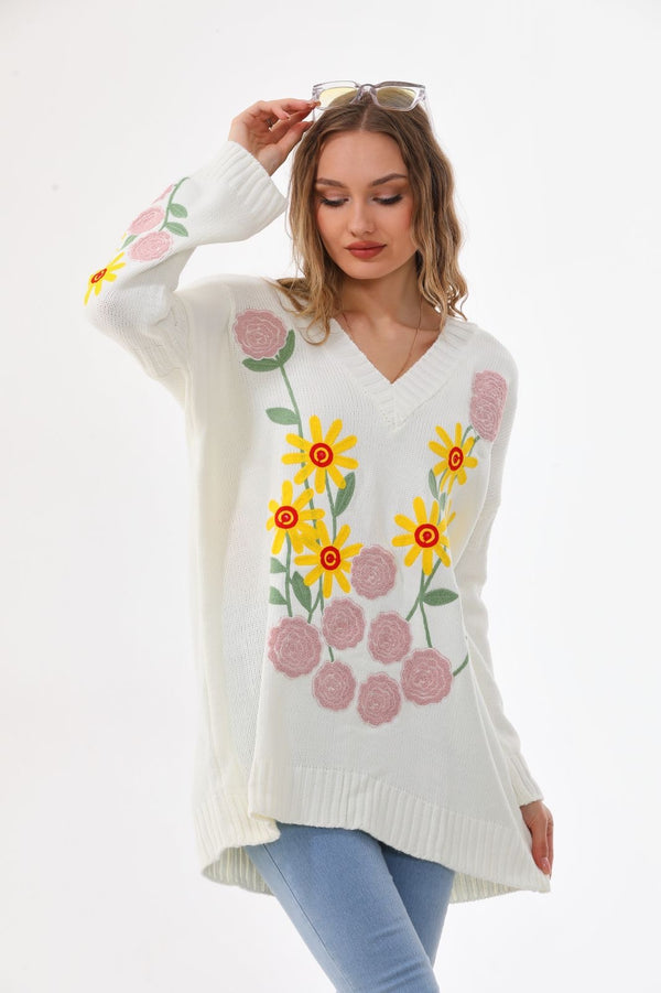 Floral triko pullover