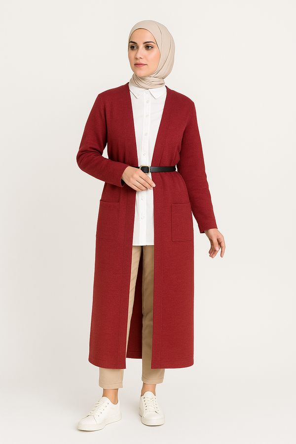Long Wool Open Cardigan