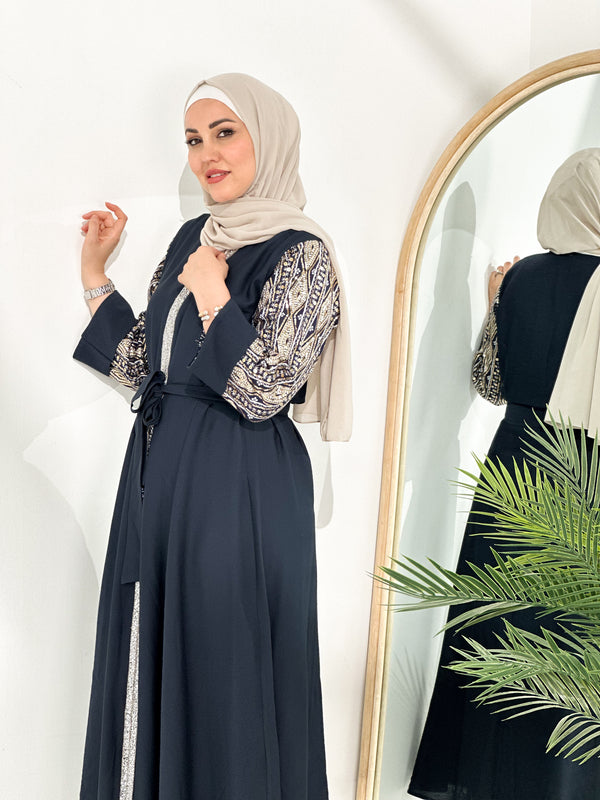 Abaya with sequin on sleeves