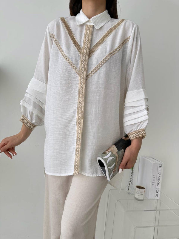 Beige embroidery shirt