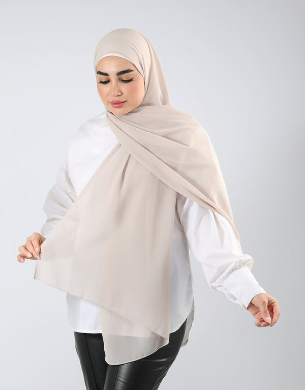 Beige grey crepe chiffon hijab