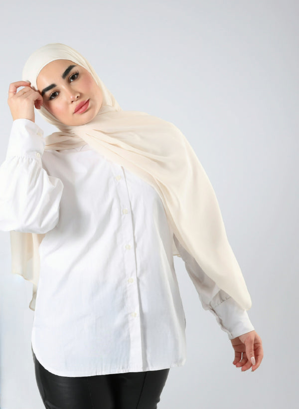 Cream crepe chiffon hijab