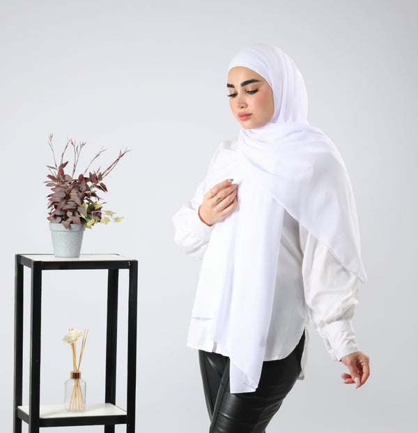 White crepe chiffon hijab