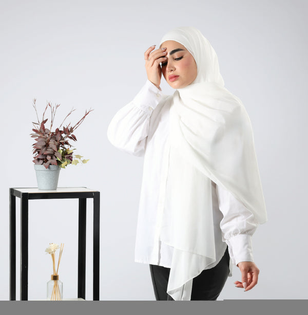 Off white crepe chiffon hijab