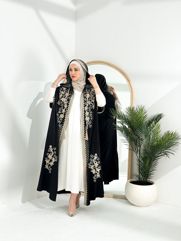 Long sleeve abaya with chest Embroidered with Capichon