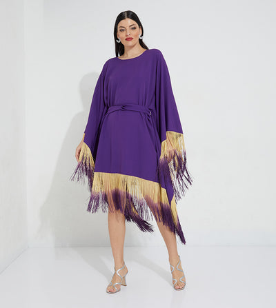 Plane wide Cardigan with all round Ombre fringe