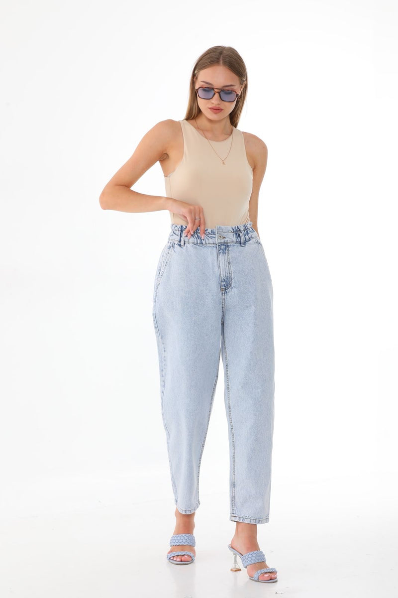 Rubber waist Mommy jeans