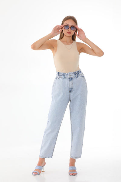 Rubber waist Mommy jeans