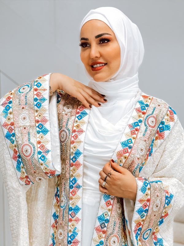 Colored embroidery abaya