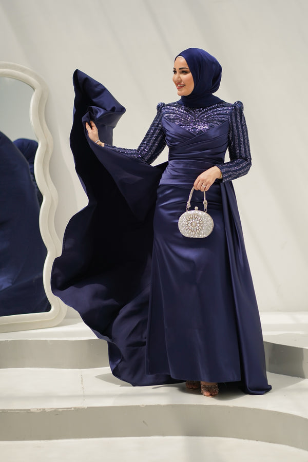 Midnight Grace Beaded Gown