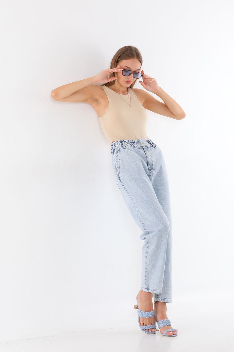 Rubber waist Mommy jeans