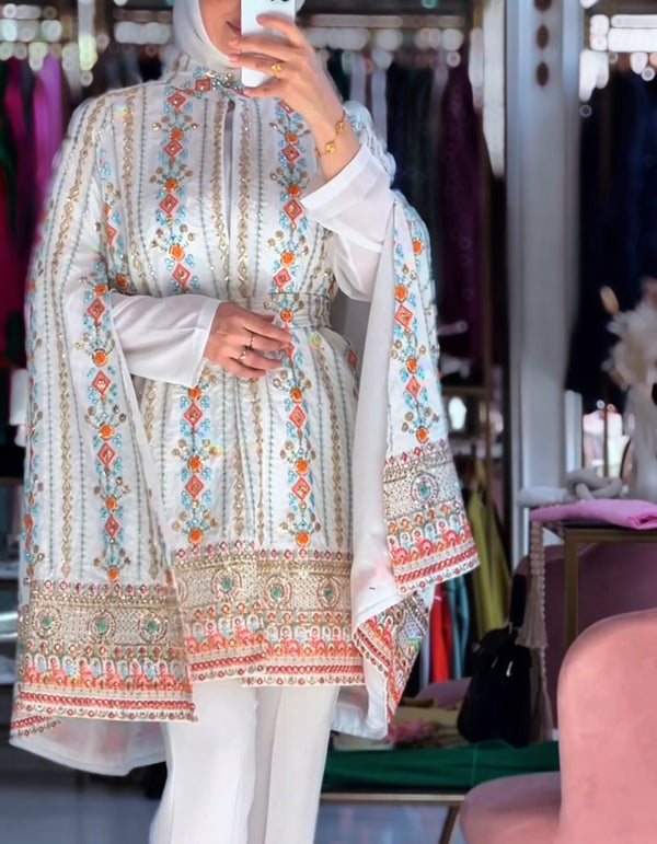 Embellished Belted Occasion Cape