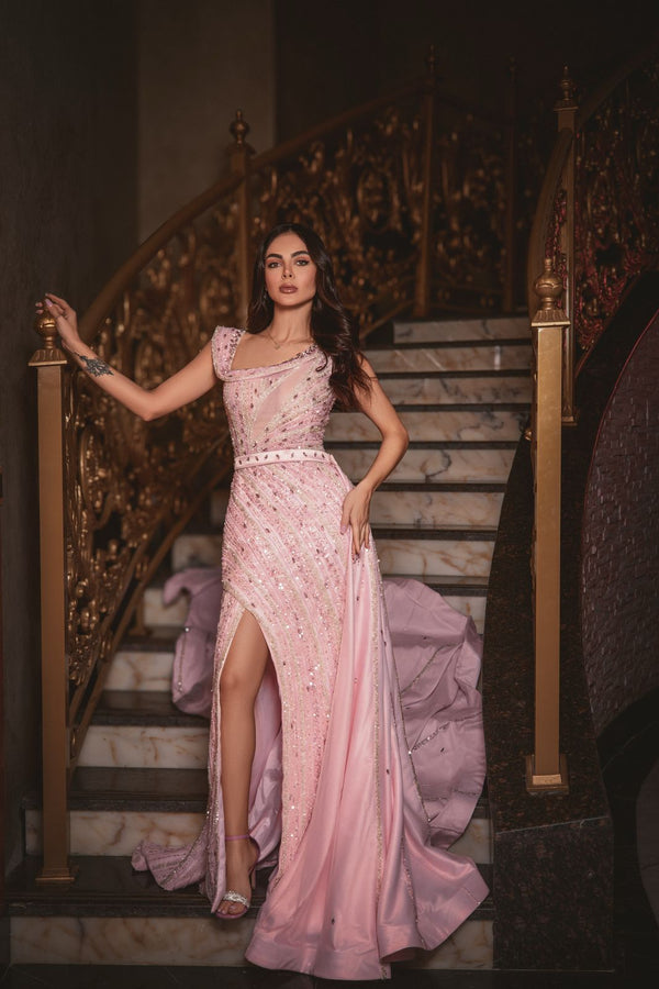 Exquisite Pink Embellished Gown