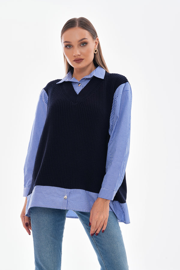 Sweatshirt with wool vest