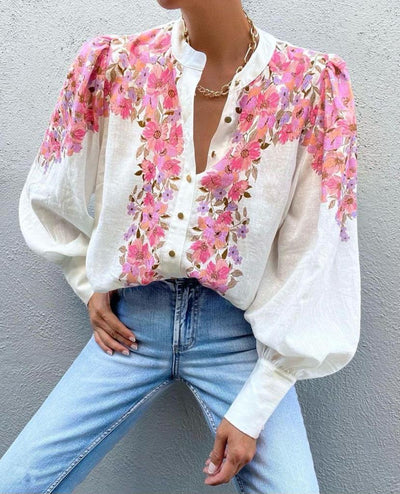 Fuchsia floral shirt