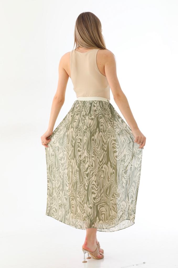 Green and White chiffon skirt