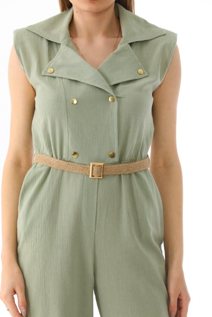 wide collar buttoned jumpsuit