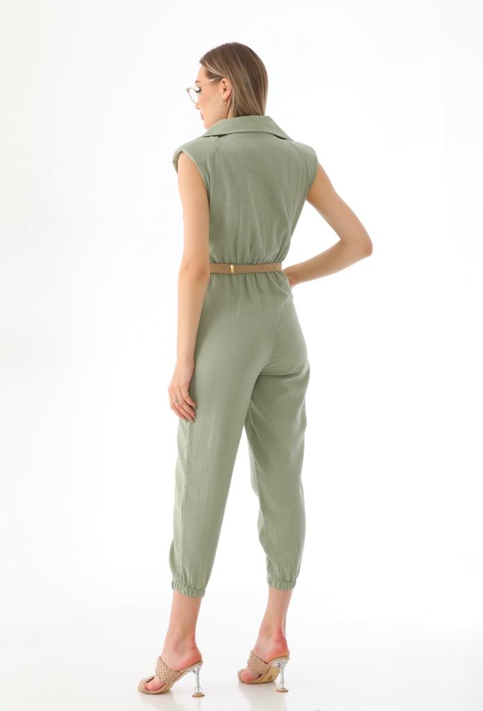 wide collar buttoned jumpsuit