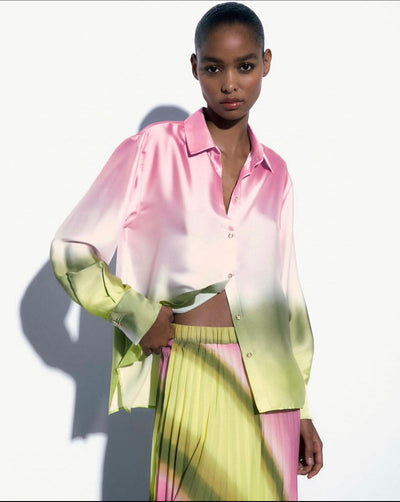 Ombre coloRed silky shirt
