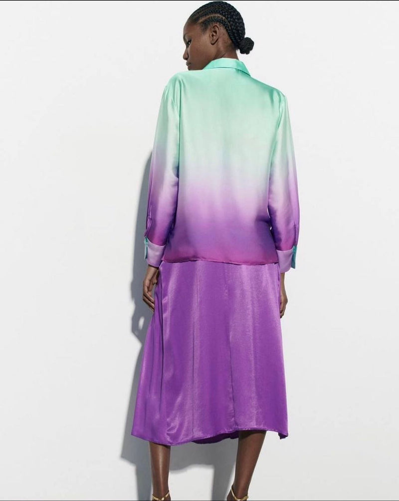 Ombre coloRed silky shirt