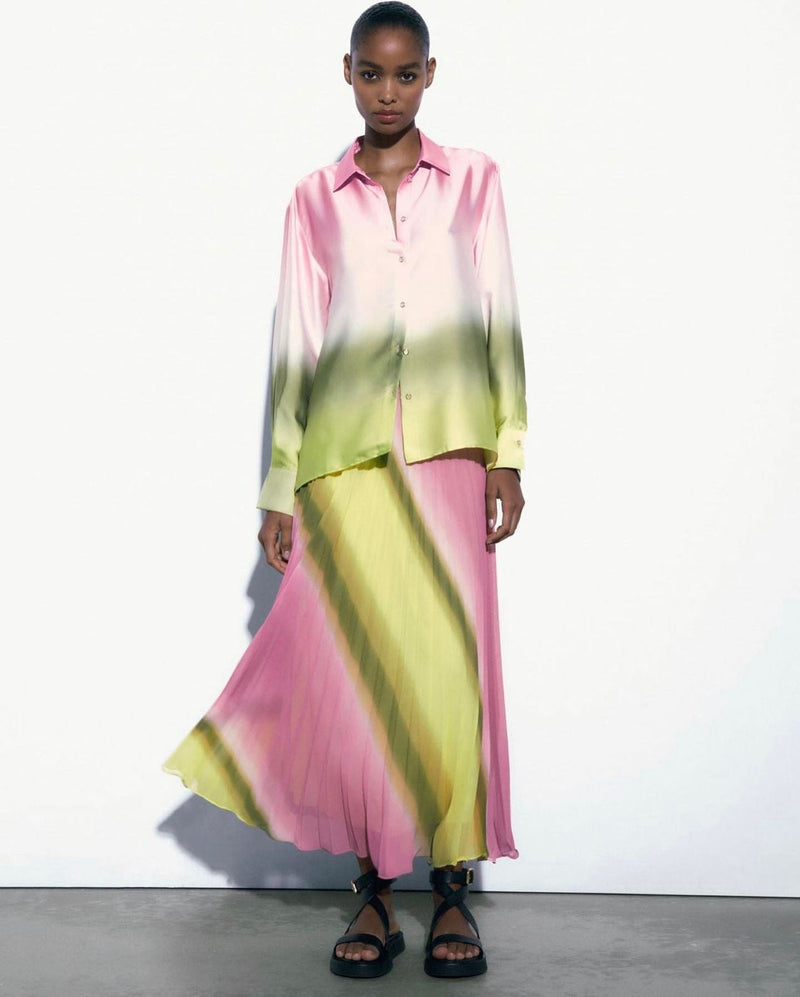 Ombre coloRed silky shirt