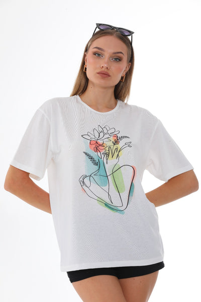 Flowers face skitch T shirt