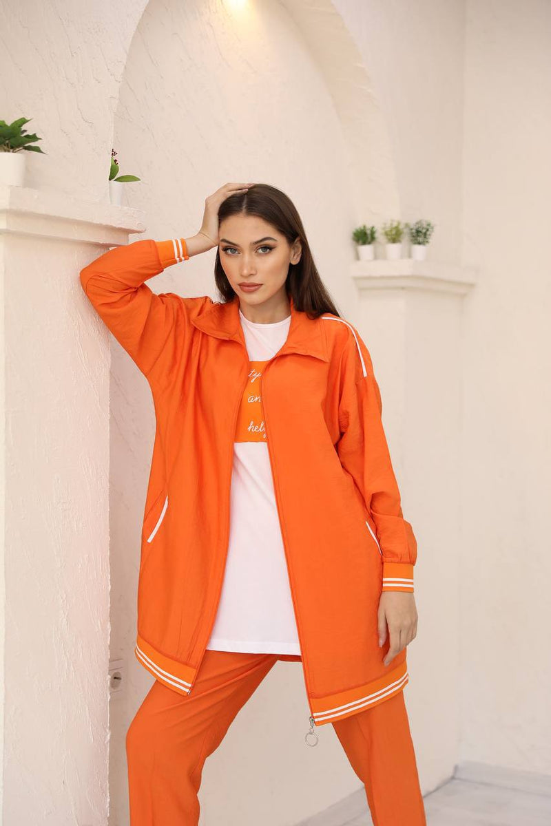 3 pcs training suit long style jacket