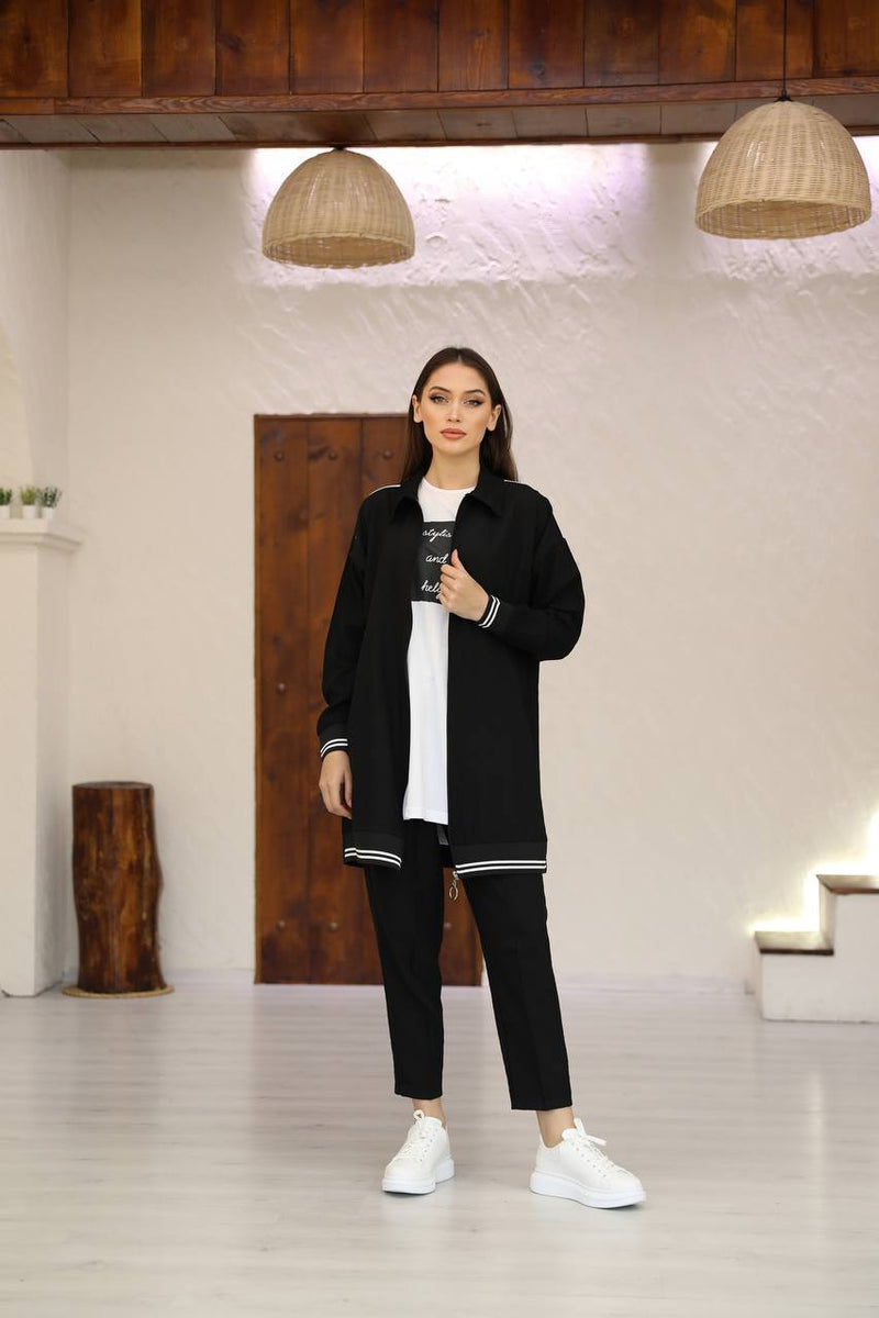 3 pcs training suit long style jacket