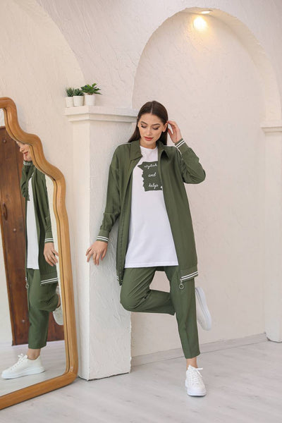 3 pcs training suit long style jacket