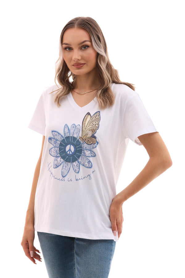 t shirt with Blue rose