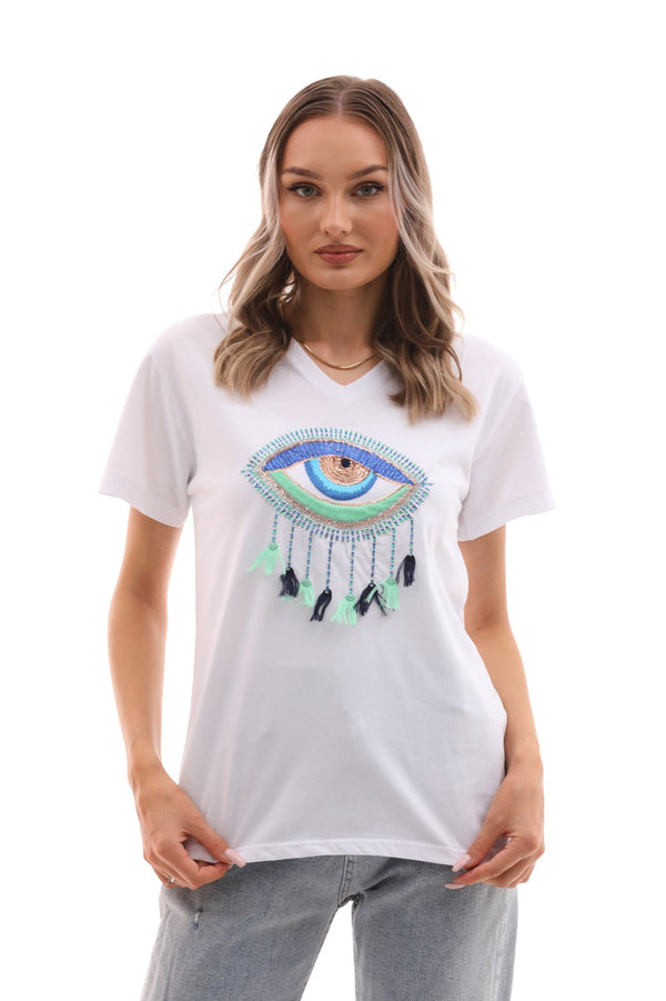 T shirt with green eye