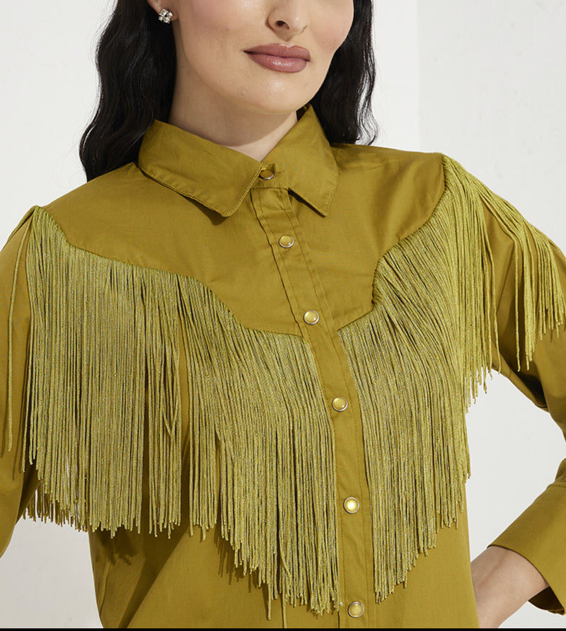 Fringe designed on chest shirt