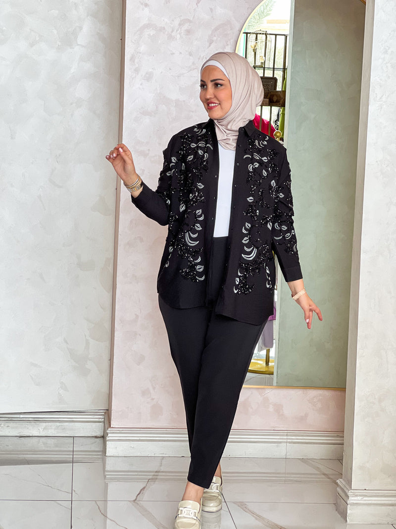 Black embroidery shirt