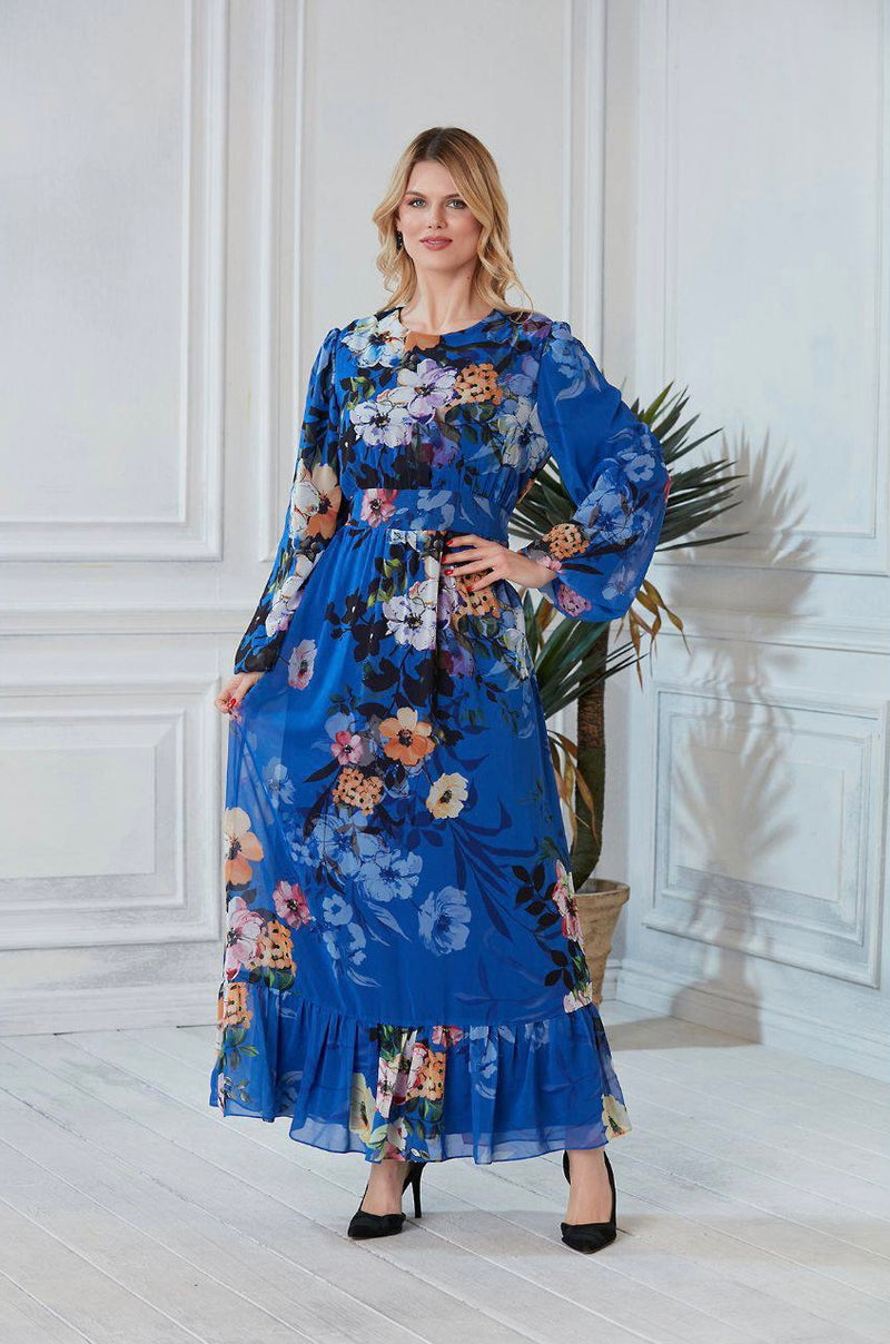 floral printing maxi dress
