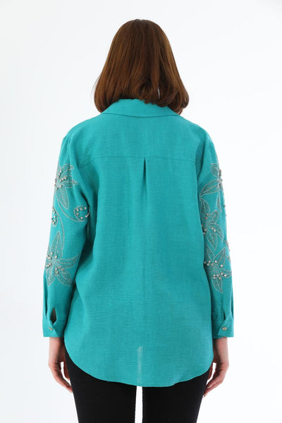 floral stone sleeves shirt