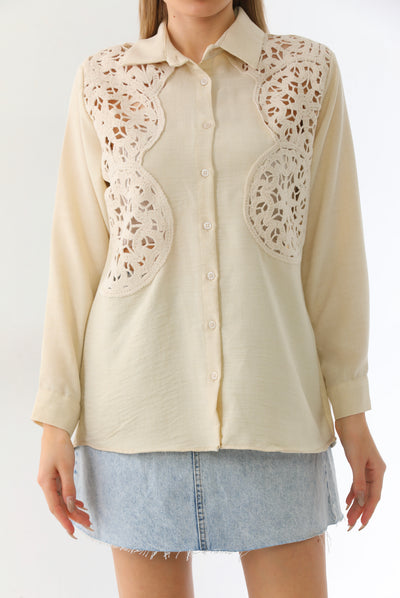 Cut-out embroidery shirt