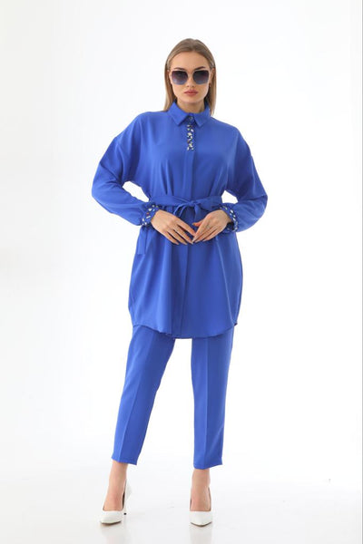stone chest line and cuff 2 pcs takim