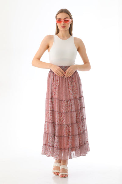 floral printed chiffon skirt