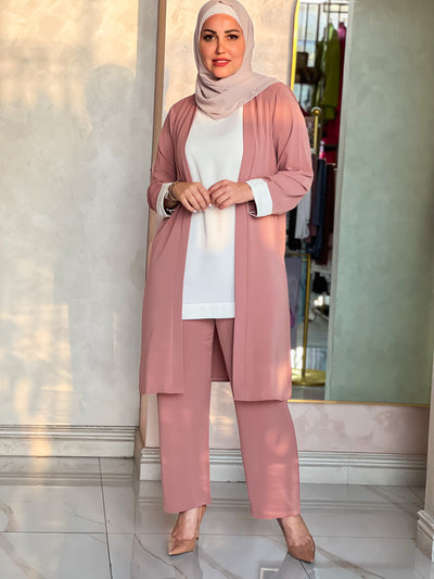 3 pcs long jacket silky takim