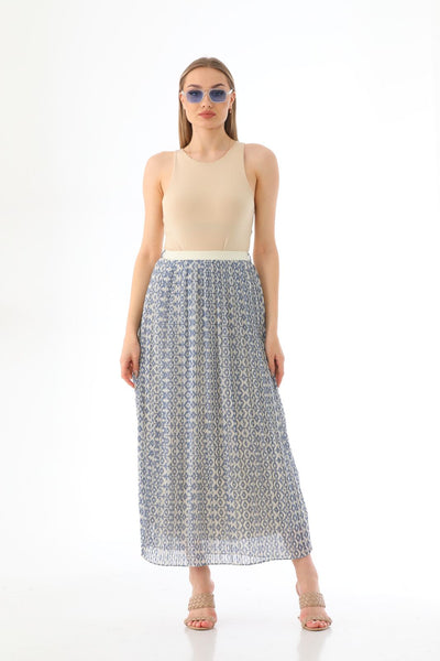 Blue printed chiffon skirt