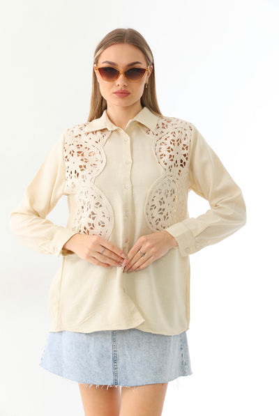 Cut-out embroidery shirt