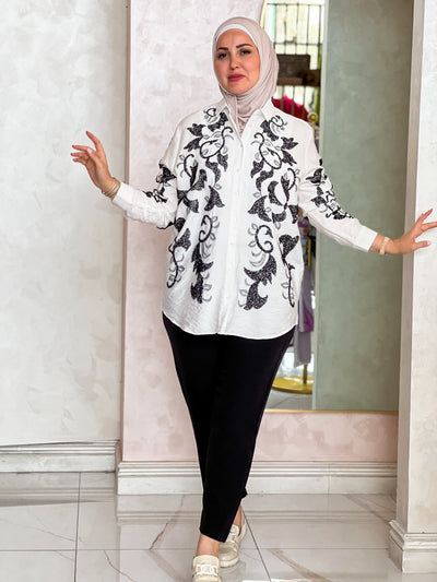 Black embroidery shirt