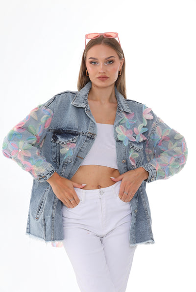 Colorful floral denim Jacket