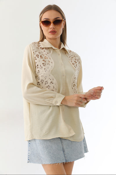 Cut-out embroidery shirt