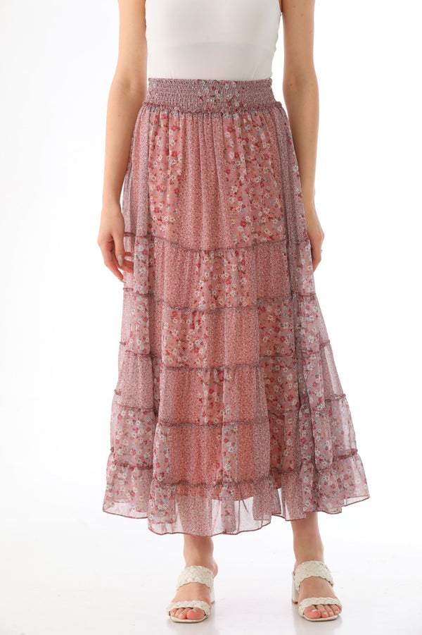 floral printed chiffon skirt