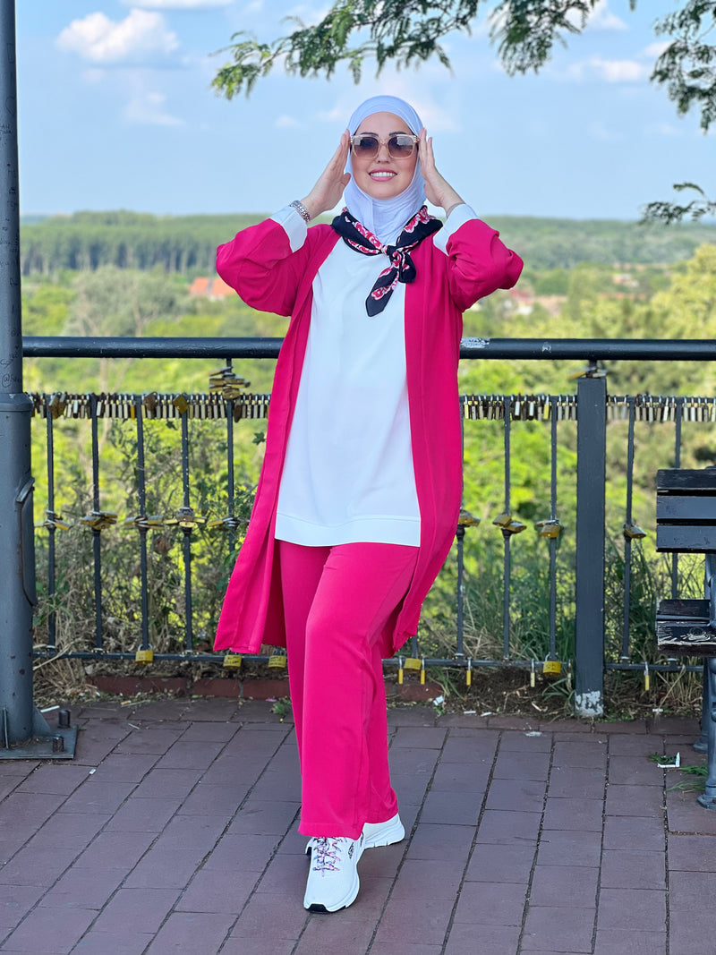 3 pcs long jacket silky takim