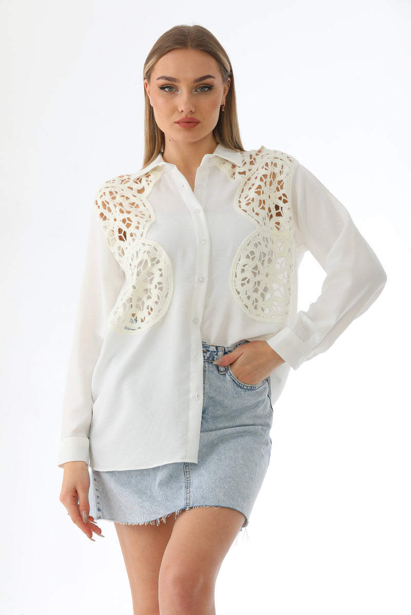 Cut-out embroidery shirt