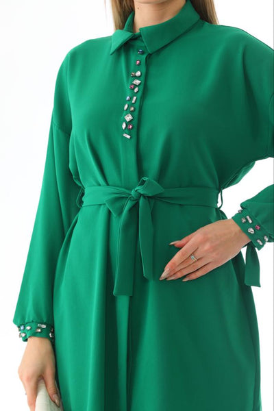stone chest line and cuff 2 pcs takim