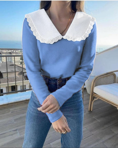 Triko Blouse with White BB Collar